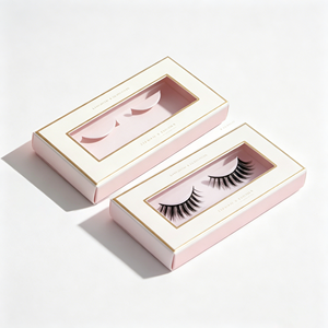 OEM Custom Logo <b>Flat</b> <b>Pack</b> False Eyelashes Packaging <b>Box</b> with Paper Insert & Gold Foil Sustainable Paper <b>Box</b> for Beauty Wholesale - Product Image 1