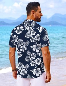 Chemises de plage populaires pour hommes, été, logo personnalisé, imprimé hawaïen, décontractées, respirantes, manches courtes, boutonnées, vêtements de vacances, grandes tailles - Product Image 3