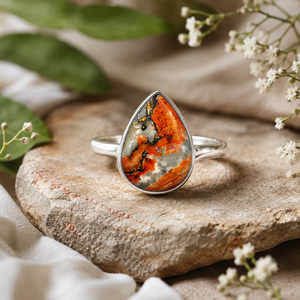Natural Yellow Bee Jasper 925 Sterling Silver Pear Gemstone <b>Ring</b> Handmade Statement <b>Ring</b> Wedding Gift for Her 2pcs - Product Image 2