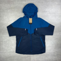Conjunto Deportivo Informal Unisex Personalizado, de Invierno, de 2 Piezas, Chaqueta Cortavientos Holgada, Sudadera con Capucha y Pantalones Cortos para Hombre, 100% Nailon