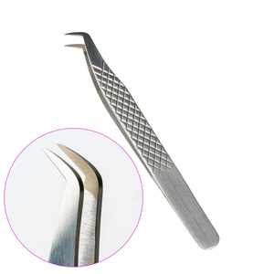 Pince à cils en acier inoxydable avec logo personnalisé gratuit, pointe diamantée pour volume, pince à cils à pointe en fibre à 90 degrés - Product Image 1