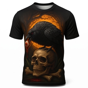 Wholesale Custom Made Men's 3D Sublimation Printed Flame T-<b>Shirt</b> Short Sleeve O-Neck Slim Fit <b>Gothic</b> Style Halloween T-<b>Shirts</b> - Product Image 2