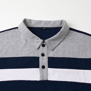 Polo homme personnalisé avec logo OEM, manches longues, patchwork, rayures sur la poitrine, coupe ajustée, polo de golf pour homme, hauts de qualité supérieure - Product Image 5