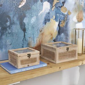 Ensemble de 2 boîtes de rangement décoratives en bois manufacturé - Product Image 2