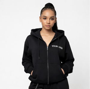 custom logo hoodie women's <b>zip</b> up hoodie heavyweight Casual Style Plain <b>Hooded</b> Jacket For Women 2026 - Product Image 1