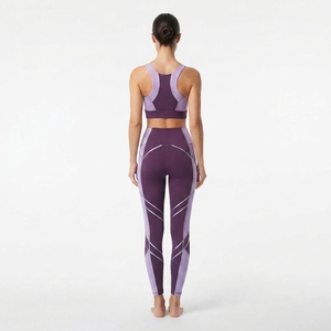 Ensemble de vêtements de sport pour femmes, soutien-gorge de sport bicolore et leggings taille haute, vêtements de yoga et de fitness personnalisés - Product Image 4