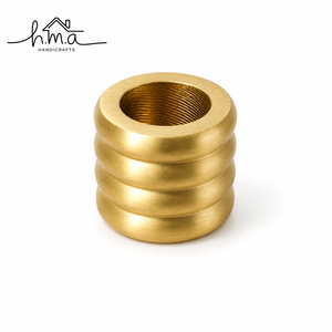 Brass Gold Cube Candle Holder <b>Set</b> <b>Square</b> Shape With Circular Cutout Design Modern Geometric Decorative Tabletop Decor Accent - Product Image 3
