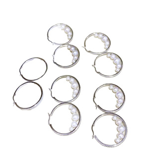 Boucle d'oreille en argent pur style étoile avec perle naturelle, option couleur or et argent, 10-11 micro défauts, boîte cadeau incluse - Product Image 5