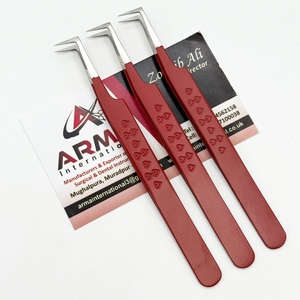 Pinzas de volumen tipo L de gran venta con mango con estampado de corazón, recubrimiento de terciopelo rojo, de acero inoxidable sostenible, antimagnéticas y duraderas - Product Image 2