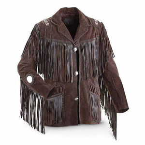 Premium <b>Western</b> Fringe PU Leather Cowboy <b>Jacket</b> Stylish Vintage Fashion Quick Dry Front Logo Customized Brand - Product Image 1