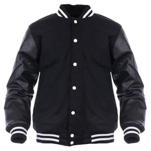 Veste classique en laine pour homme avec manches en cuir et bordure côtelée, veste varsity en laine pour homme, veste d'extérieur pour l'automne, fabrication OEM. - Product Image 4