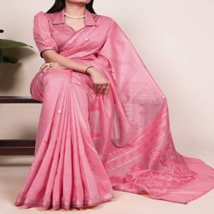 VASTRA COTTAGE Sari de Algodón y Seda con Tejido Zari, Blusa de Algodón y Seda sin Coser, Prenda Étnica Tradicional y Elegante para Mujer - Product Image 6