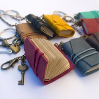 Carnet miniature en cuir souple fait main avec porte-clés, pages vierges, personnalisable, coloré, format poche, pour Noël et le Nouvel An