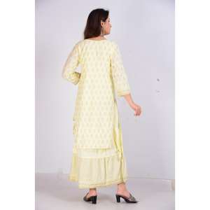 AARTI FASHION Traje Salwar Informal de Cuello Redondo y Manga Tres Cuartos, Silueta Holgada, Tejido de Tela, Bordado a Mano, Transpirable, para Uso Diario - Product Image 2