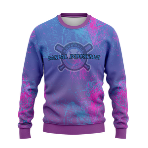 Sudadera de cuello redondo para hombre, morado, rosa, azul, estilo grunge con salpicaduras, con logotipo personalizado, gráfico, jersey, tops de entrenamiento para equipos, OEM - Product Image 1