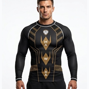 <b>Top</b> Selling OEM Custom Unisex Full Sleeve Rashguard Dark <b>Aesthetic</b> Sublimated Gym Running Fitness Activewear Compression Shirts - Product Image 1