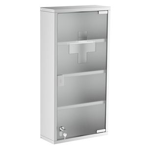 Mobile da Bagno con Armadietto Portamedicinali a 4 Ripiani in Acciaio Inossidabile con Serratura 12x24 - Product Image 1