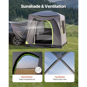 Tenda per SUV da Campeggio 3m x 2.4m Impermeabile PU2000mm Design Spazioso a Doppio Strato Capacità 5-8 Persone per Campeggio in SUV - Product Image 6