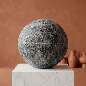 Vase sphérique artisanal en terre cuite rustique noire Pelota M, pot décoratif en céramique, vente en gros - Product Image 2