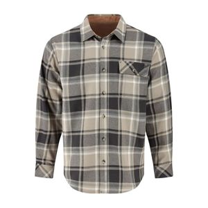 Chemise en flanelle pour homme, gris pierre, à carreaux, mélange de coton, intérieur chaud, boutons sur le devant, intemporelle, pour tous les jours - Product Image 1