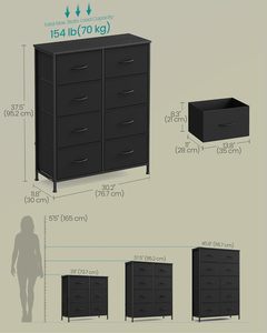 ตู้ลิ้นชักผ้าสีดำสุดหรู 8 ช่อง สำหรับเฟอร์นิเจอร์ห้องนอน - Product Image 2