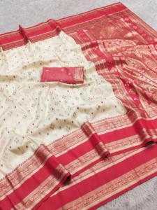 Sari Tradicional Indio de Seda Banarasi con Trabajo de Tejido Zari para Bodas y Eventos Festivos, Atuendo para Mujer - Product Image 6