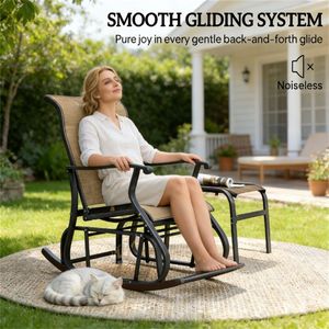 Sedia a dondolo da esterno per cortile e giardino, comoda sedia da esterno - Product Image 3