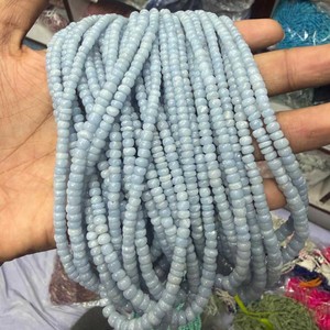 New Trendy Jaipurgemshouse Round Sky <b>Blue</b> Angelite Smooth Gemstone Beads 6-7mm Natural Jewelry Making <b>Necklace</b> Making - Product Image 1