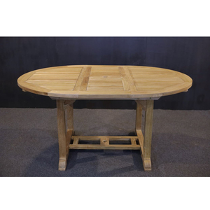 Table ronde extensible en teck massif, finition bien poncée, pour l'extérieur, 6 places - Product Image 1