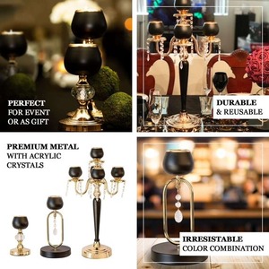 Black And <b>Gold</b> <b>Candelabra</b> With Crystal Drops For Home Decoration - Product Image 6