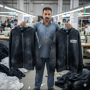 Sudaderas con capucha unisex con cremallera, efecto desgastado por el sol, pedrería personalizada y logotipos bordados con efecto desgastado, hombros caídos, las más demandadas por los clientes - Product Image 3