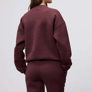 Sweat-shirt épais à col montant pour femme, en coton, coupe oversize, uni, à séchage rapide, respirant, anti-boulochage, haute qualité, hiver, avec emplacement pour logo - Product Image 6