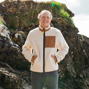 Veste en polaire sherpa de qualité supérieure, couleur blanche, col montant, fermeture éclair sur le devant, manches longues, légère, écologique, respirante pour homme - Product Image 2