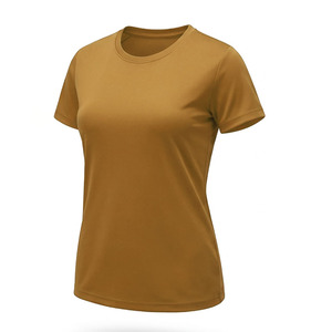 Camiseta deportiva para mujer, cuello redondo, 100% algodón, básica, lisa, con posibilidad de personalizar con logotipo, estilo sencillo para mujer. - Product Image 5