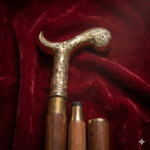 Canne de marche pliante vintage en bois avec poignée en laiton, réglable en 3 sections, pour la randonnée en extérieur, Imperial Brass Store, logo personnalisé - Product Image 1
