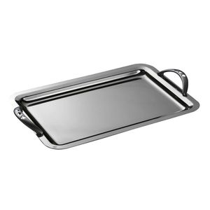 Luxury Silver Stainless Steel Serving Tray with Handles <b>Rectangular</b> <b>Mirror</b> Finish Metal Buffet Decorative Tray for Hotel Home - Product Image 6