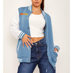 High Quality Women's <b>Quilted</b> Varsity Jacket 100% <b>Wool</b> Custom Embroidery Logo Customizable Design 2 Colors Sheep Skin Cotton - Product Image 6