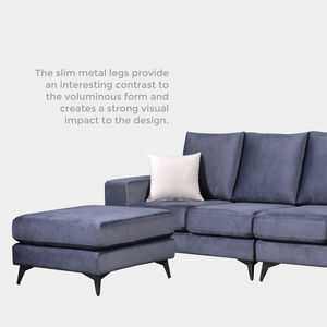 Ensemble de canapé sectionnel rectangulaire minimaliste Goodnite avec tabourets, en tissu écologique confortable, structure en bois, haute densité, idéal pour appartement - Product Image 4