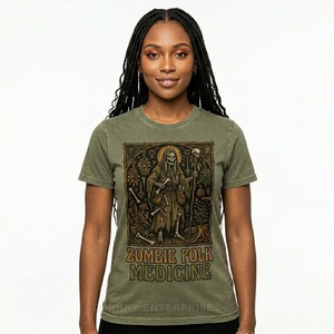 Camiseta con Gráfico Personalizado para Mujer, Diseño de Medicina Folclórica Zombi, Estampado de Hierbas Ocultas, Camiseta de Algodón, Venta al Por Mayor, Fábrica de Ropa Femenina - Product Image 1