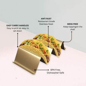Customized Logo Eco-Friendly Food Grade Stainless Steel Taco Holders 3 Packs <b>Stand</b> Rack Tray Oven/Dishwasher/Grill Safe - Product Image 2