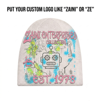 Gorro de Punto Acrílico Premium de 320 GSM para Hombre, Color Gris Jaspeado Claro, Impresión por Sublimación Completa, Impresión Personalizada por Serigrafía, Transferencia Térmica