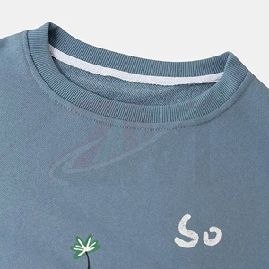 Sweat-shirt col rond femme bleu avec broderie fruits et lettres, décontracté, tricoté, 100% coton, coupe classique, automne - Product Image 3