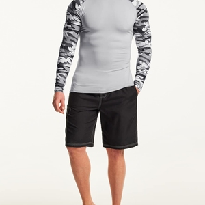 Unisex Full Sleeve Rash Guard Compression <b>Top</b> Gray <b>Camo</b> Print Anti-Uv Breathable 180g Sportswear Athletic Fit - Product Image 1