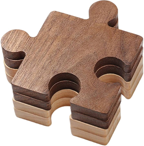 Wooden Puzzle Coaster in Puzzle Pattern Modern Table Mat Reusable Decorative Pad in <b>Rectangle</b> Shape Design - Product Image 6