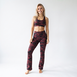 Women's High-Waisted Flare <b>Leggings</b> Camo <b>Print</b> Full Length Spandex Polyester Pants Stretch Breathable Yoga Workout <b>Legging</b> - Product Image 2