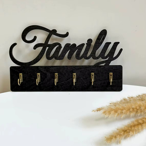 Modern Family Theme Black Metal <b>Wall</b> Mounted <b>Key</b> Holder <b>Hook</b> <b>For</b> Hanging Light Weight Bags And Handbags Or Car <b>Keys</b> From India - Product Image 1