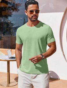เสื้อยืดแขนยาวสีเขียวล้วนสำหรับผู้ชาย ทรงโอเวอร์ไซส์ คอกลม สวมใส่สบาย ระบายอากาศได้ดี ผลิตจากผ้าฝ้าย 100% เป็นมิตรต่อสิ่งแวดล้อม - Product Image 2
