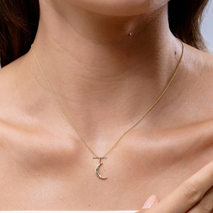 Colgante de Luna Creciente para Mujer con Diamantes de Corte Brillante, Oro 10K 14K 18K, Plata 925 935, Romántico, para Uso Diario, Regalo, Fiesta, Estilo Étnico - Product Image 3