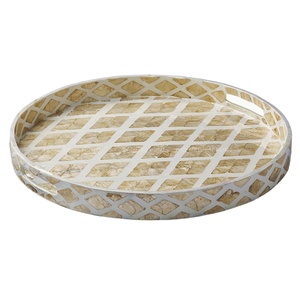 Elegante Juego de Bandejas para Servir de Madera y Nácar Hechas a Mano, Personalizadas en Oro, para Presentación y Decoración de Alimentos, OEM ODM - Product Image 1