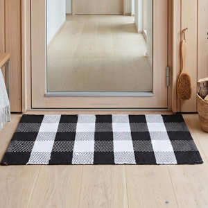 High Demanded Plaid Cotton Area Rug 2x3 Rectangle Low Pile Reversible Living Room Rug Pure Cotton Flat <b>Weave</b> Cotton RUGS - Product Image 5